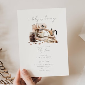 A Baby Is Brewing Coffee Invitation, Baby Brewing Invitation Coffee, Baby Is Brewing Invite Coffee, Coffee Baby Shower Invite, Coffee, SH01