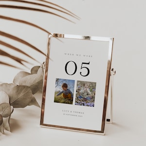 Cartes de table de mariage avec photos de bébés, numéros de table avec photos, numéro de table quand nous avions un âge, numéros de table avec photos, numéro de table, TN01