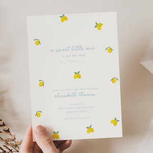 Invito Baby Shower Limone per Bambino, Invito "Un Dolce Piccolo è in Arrivo", Set di inviti Baby Shower Limone Blu, Baby Limone Blu, CP01