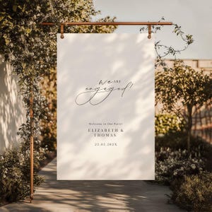 Modern Engagement Welcome Sign Template, We're Engaged Welcome Sign, Minimalist Engagement Party Sign, They Are Engaged Welcome Sign, BB02