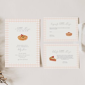 Invito per baby shower A Little Cutie Pie, invito per baby shower Cutie Pie a quadretti rosa, baby shower a tema torta, bundle per baby shower Cutie Pie, CP01