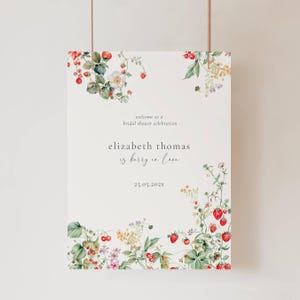 Berry In Love Bridal Shower Welcome Sign, Strawberry Bridal Shower Sign, Love is Berry Sweet Bridal Shower Sign, Berry Bridal Brunch, BR01