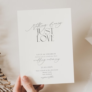 Nothing Fancy Just Love Wedding Invitations, Intimate Wedding Reception Invitation, Minimalist Modern Wedding Elopement Invitation, WD01