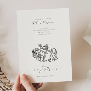 Hand Drawn Wedding Rehearsal Dinner Invite, Handrawn Night Before Wedding Rehearsal Dinner Invite, Handrawn Wedding Rehearsal Invite, WD01