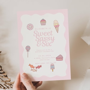 Sweet Sassy and Six Birthday Invitation, Sweet 6 And Sassy Invitation, 6Th Birthday Invitation, Six is Sweet Birthday Invite, Candy Six SW01