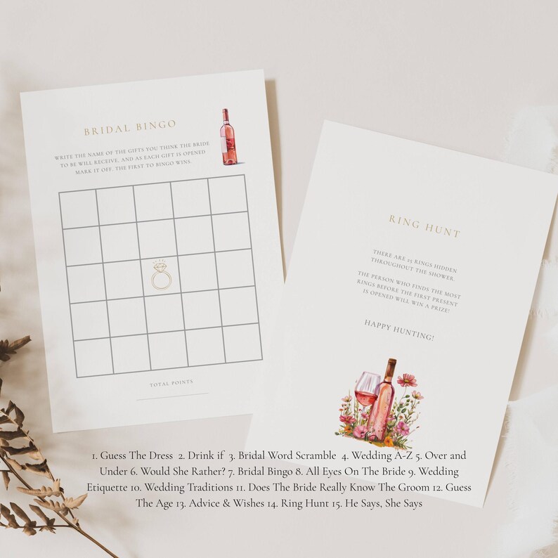 Vino Before Vows Bridal Shower Invitation: Wine Theme (Editable Template), Floral, Bundle