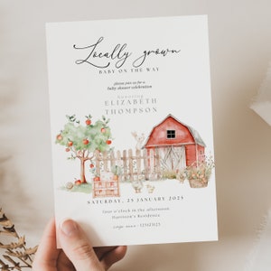 Farmers Market Baby Shower Invite Template, Editable Locally Grown Baby Shower, Organic Baby Couple Shower, Country Baby Shower Invite, LG