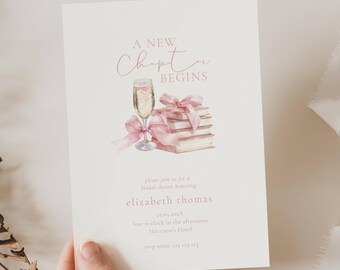 A New Chapter Bridal Shower Invitation, Book Theme Bridal Shower Invitation, Storybook Bridal Shower Invitation, Pink New Chapter Bride TP01