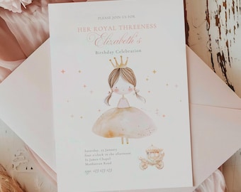 Princess 3rd Birthday Invitation: Royal Fairytale Party (Digital Download), Her Royal Threeness