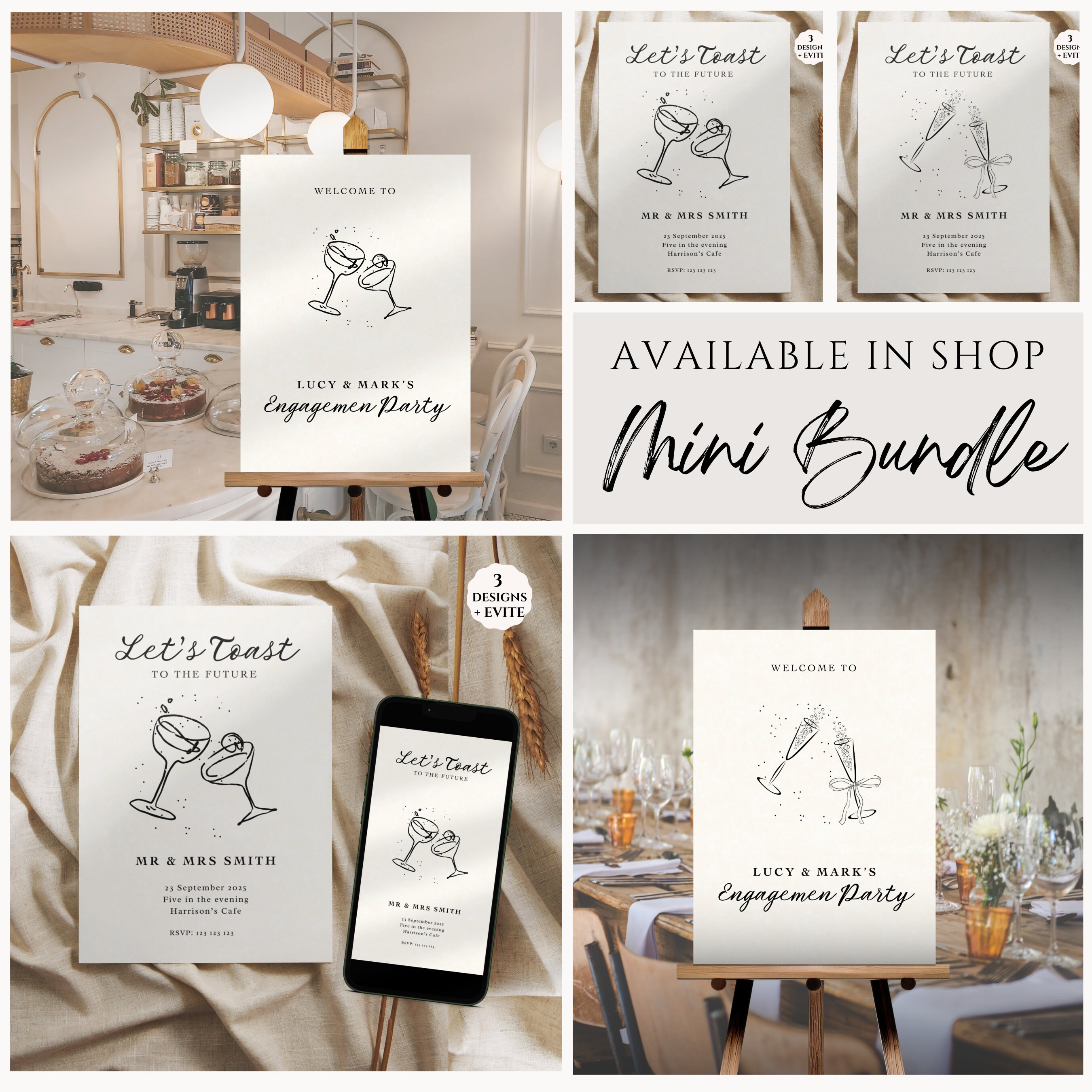 Engagement Party Sign Hand Drawn Engagement Party Invitation Hand Drawn ...