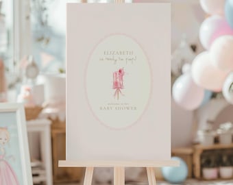 Ready To Pop Baby Shower Welcome Sign: Pink Popsicle (Editable Template)