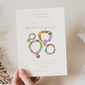 Bracelet Making Birthday Invitation, Jewelry Making Birthday Invitaiton, Girls Birthday Crafty Party Invitation, Friendship Bracelet, AC01