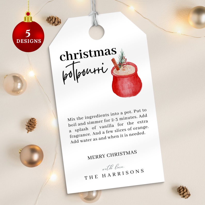 Christmas Potpourri Gift Tags, Simmer Potpourri Tag, Stovetop Potpourri