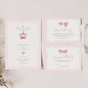Invito per baby shower Cherry On Top, invito per baby shower Cherry, invito per baby shower She is the Cherry on Top Girl, invito per baby shower Pink Cherry Baby CP01