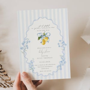 Invito per baby shower al limone per bambino, invito per l'arrivo di un piccolo, invito per baby shower al limone, invito per baby shower agli agrumi, CP01