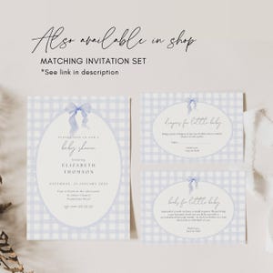 Blue Gingham Baby Shower Table Signs, Classic Gingham Boy Baby Shower Table Sign, Light Blue Plaid Baby Shower Table Sign, Cards and Gift Baby Shower Blue Gingham Sign Template