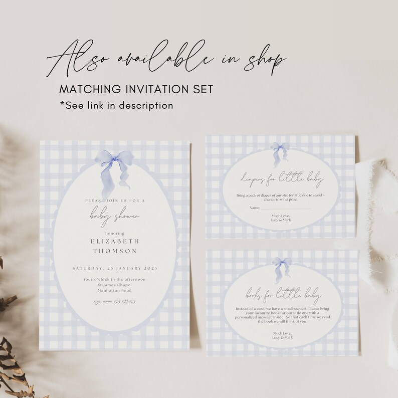 Blue Gingham Baby Shower Table Signs, Classic Gingham Boy Baby Shower Table Sign, Light Blue Plaid Baby Shower Table Sign, Cards and Gift Baby Shower Blue Gingham Sign Template
