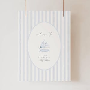 Ahoy Its A Boy Baby Shower Welcome Sign, Nautical Baby Shower Invitation Sign, Sailbot Baby Shower Sign, Blue Ahoy Its A Boy Baby Sign, AH11