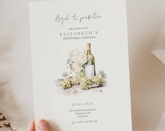 Aged To Perfection Birthday Invitation, Wine Theme Birthday Invitation, Winery Birthday Invite, Any Age Wine Birthday Template, AB01, AB02