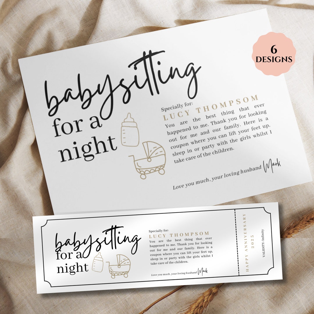 Babysitting Date Night Coupon Date Night Babysitting Ticket Template Babysitting Date Night Coupon Date Night Babysitting Ticket Template