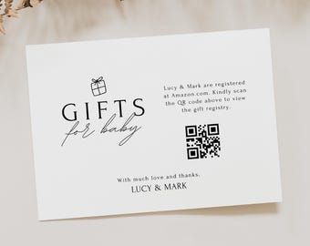 Baby Shower Registry Must Haves | Qr Code for Baby Shower Registry | Baby Shower Registry Card Qr Codes | Gift Registry Card Template