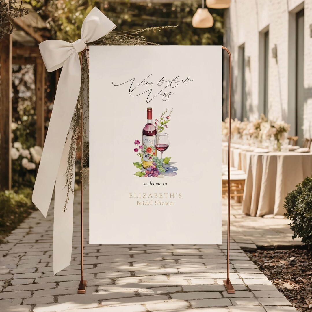 Vino Before Vows Bridal Shower Welcome Sign: Wine Themed (editable ...