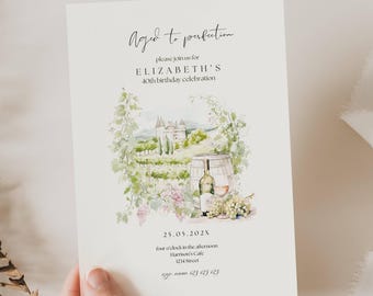 Aged To Perfection Birthday Invitation, Wine Theme Birthday Invitation, Winery Birthday Invite, Any Age Wine Birthday Template, AB01, AB02