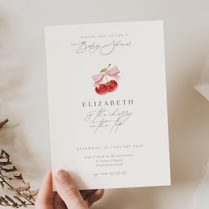 Invito per baby shower Cherry On Top, invito per baby shower Cherry Lei è la Cherry on Top Girl Baby Shower Invite, Cherries Baby, CP01