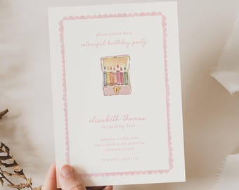 Invitación de cumpleaños con crayones: Fiesta artística, niña, cumpleaños colorido (plantilla editable)