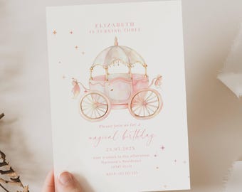 Princess Birthday Invitation, Magical Birthday Princess Carriage Birthday Party Invite, Royal Princess Carriage Birthday Invitation, BL01