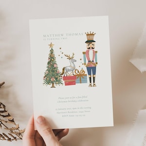 Nutcracker Birthday Party Invitation, Christmas Birthday Party Invitation, Holiday Birthday Party Invite, Winter Birthday Party Editable, XM
