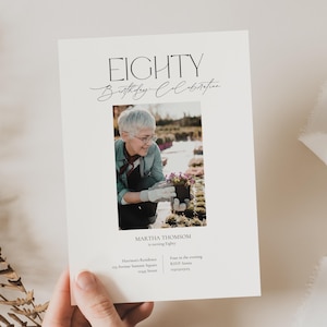 80th Birthday Invitation With Picture, 80th Birthday Invitation Template, Look Who&#39;s Eigthy, Look Who&#39;s 80, 80 Years Birthday Invite, AB02