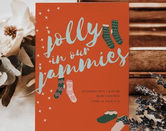 Christmas Pajama Party Invitation: Editable Holiday Sleepover Invite (Digital)