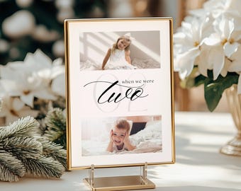 Letreros de mesa &quot;Cuando éramos&quot;, plantilla para bodas, tarjetas de mesa para bodas con fotos de bebés, fotos de bebés con números para bodas, TN01