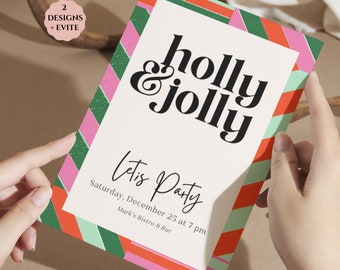 Holly Jolly Christmas Invitation | Have A Holly Jolly Christmas | Christmas Party Invitation Template | Editable Christmas Party Invitation