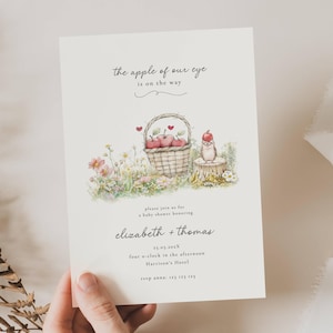 Invito per baby shower "La mela dei miei occhi", invito "La mela dei nostri occhi", baby shower autunnale con mele, invito per baby shower "Raccolto autunnale", CP01