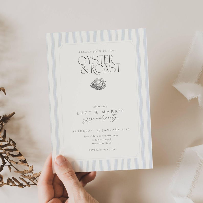 Oyster and Roast Engagement Party Invitation, Nautical Themed Oyster And Roast Engagement Invitation, Classic East Coast Engagement