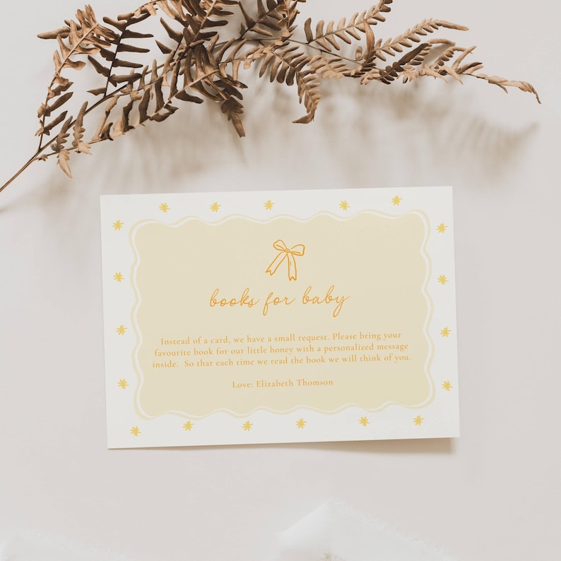 Yellow Baby Shower Invitation: Whimsical Bow (Editable Template), Lemon Yellow, Handrawn, Gender Neutral, Wavy Border Yellow Baby Shower Invitation Template