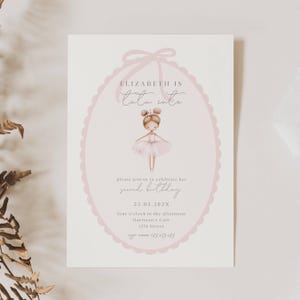 Tutu Cute 2nd Birthday Invitation, Tutu Cute Birthday Invitation, Pink Ballerina Invite, Ballet Pink Birthday Invitation, Pink Tutu Birthday Invitation Template, Ballerina Birthday with Bow Invitation Template