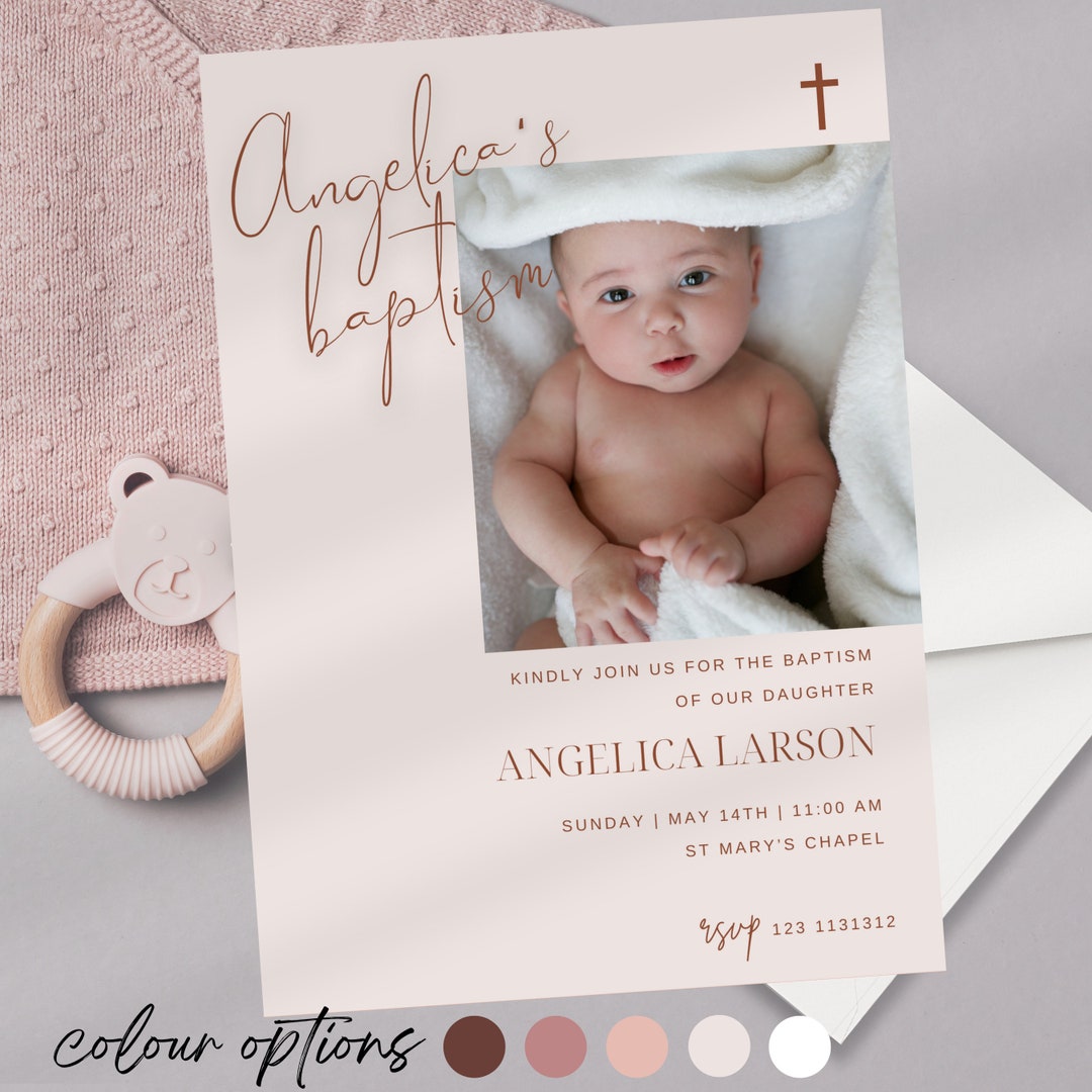 Terracotta Christening Invitation Boy Baptism Invitation Etsy