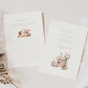 A New Chapter Bridal Shower Games: Next Chapter, Book Theme, Floral (Editable Template)