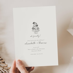Convites de casamento hilários, convites de casamento modernos, convites de casamento íntimos, convites de casamento engraçados, convites de casamento desenhados à mão e criativos, WD01