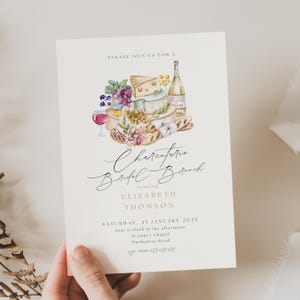 Wine And Cheese Bridal Shower Invite, Bridal Shower Invites Charcuterie, Charcuterie Board Party Invite, Charcuterie With Bride Invite, CT01