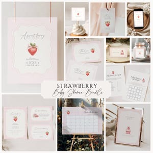 Strawberry Baby Shower Invitation, A Sweet Berry Is On The Way Baby Shower Invitation, Pink Strawberry Baby Shower Invitation, Coquette FR01