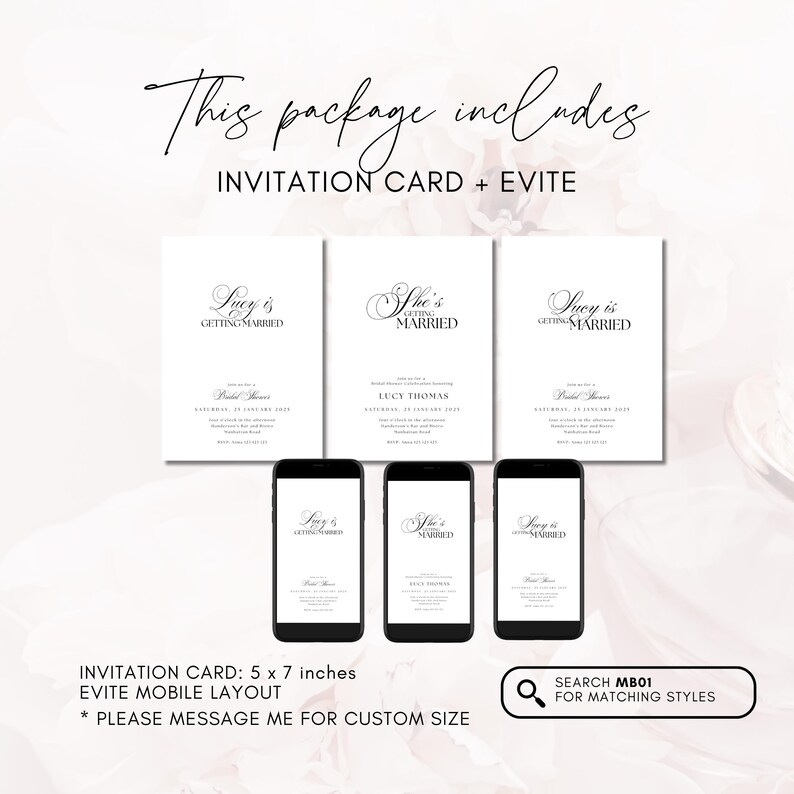 Minimalist Bridal Shower Invitation, Elegant Bridal Shower Invite