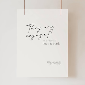Modern Engagement Welcome Sign Template, We're Engaged Welcome Sign, Minimalist Engagement Party Sign, They are Engaed Welcome Sign, BB02