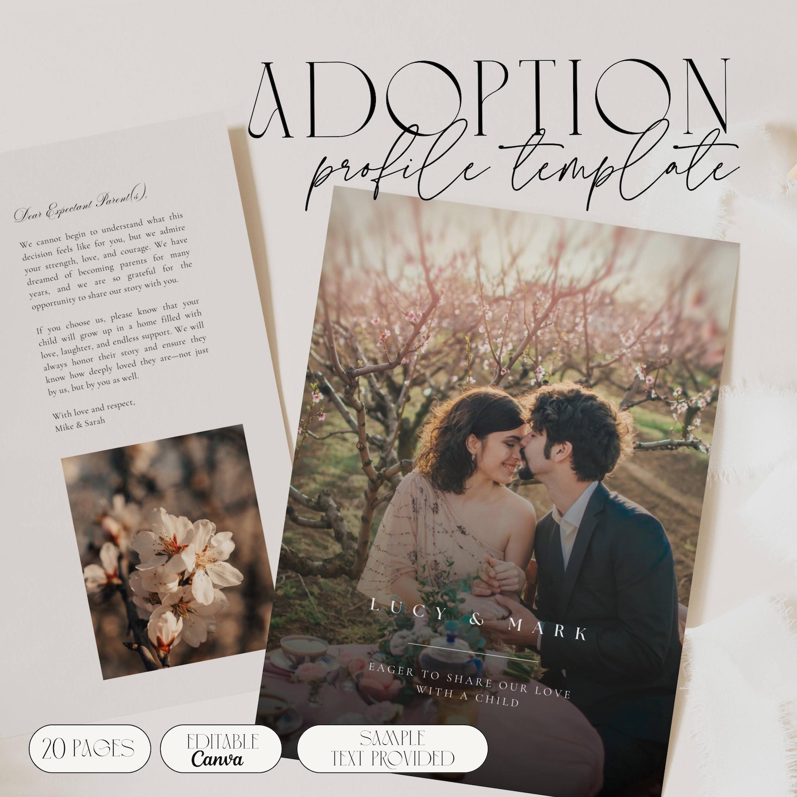 Adoption Profile Book Template Canva, Adoption Book Template, Parent ...
