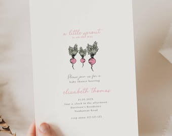 A Little Sprout Baby Shower Invitation, Locally Grown Baby Shower, Farmers Market Baby Shower, Grown with Love Baby Shower Invitation, LG