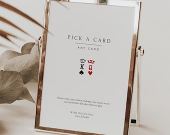 Libro de visitas con naipes, letrero para elegir una carta, firme nuestro libro de visitas, letrero para elegir una carta para bodas, letrero personalizado para libro de visitas con naipes, TN01