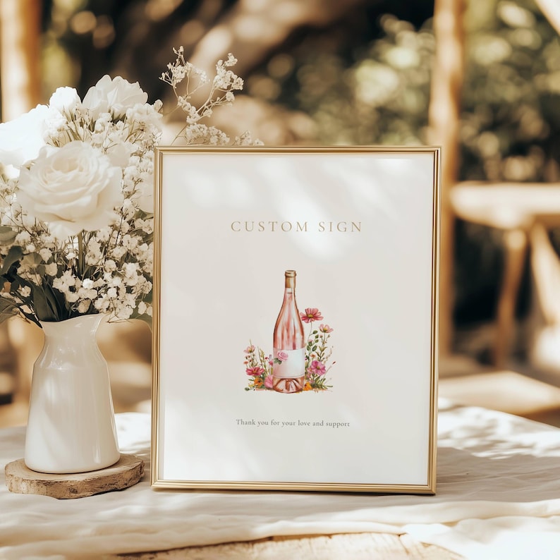 Vino Before Vows Bridal Shower Invitation: Wine Theme (Editable Template), Floral, Bundle